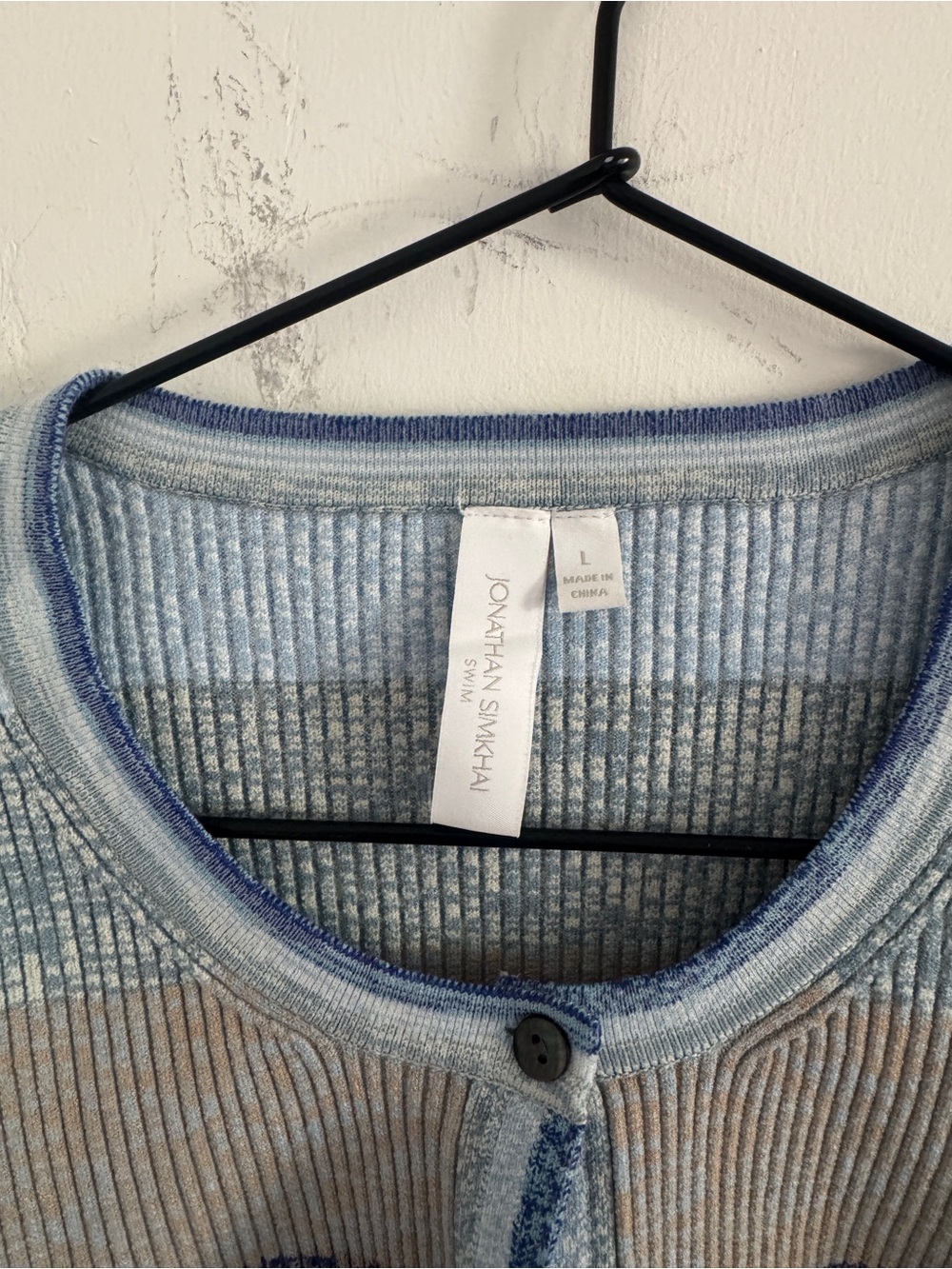 NEW Jonathan Simkhai Blue Striped Crop Cardigan L - Picture 3 of 6